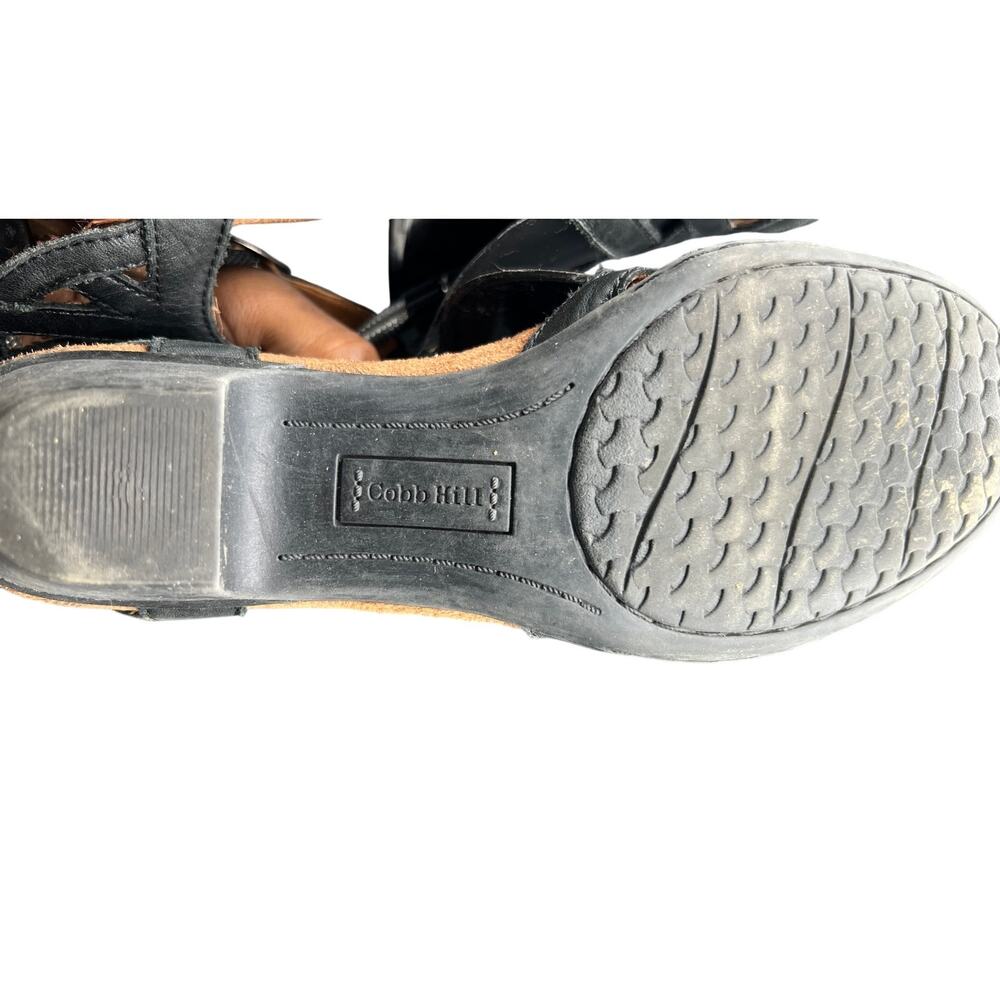 🖤 Cobb Hill Black Leather Caged Slingback Sandals Low Block Heel Retro Chic Y2K - Picture 4 of 5